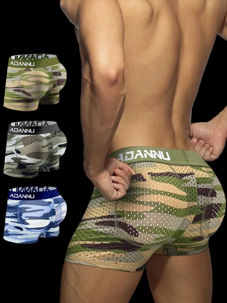 Men's Camouflage Removable Hip Pad Boxer Briefs - The Pup Play Hub