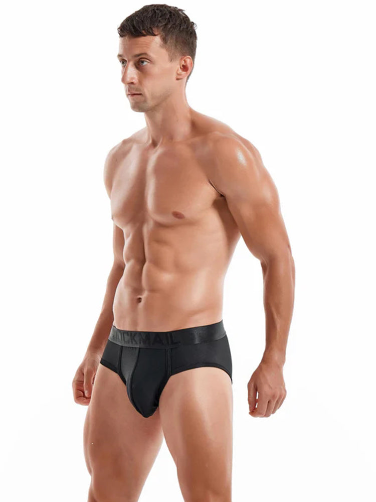 Men's Solid Color Mesh Breathable Sports Fitness Briefs