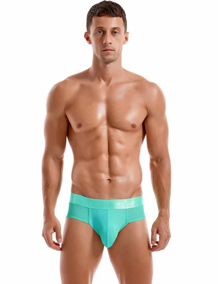 Men's Solid Color Mesh Breathable Sports Fitness Briefs