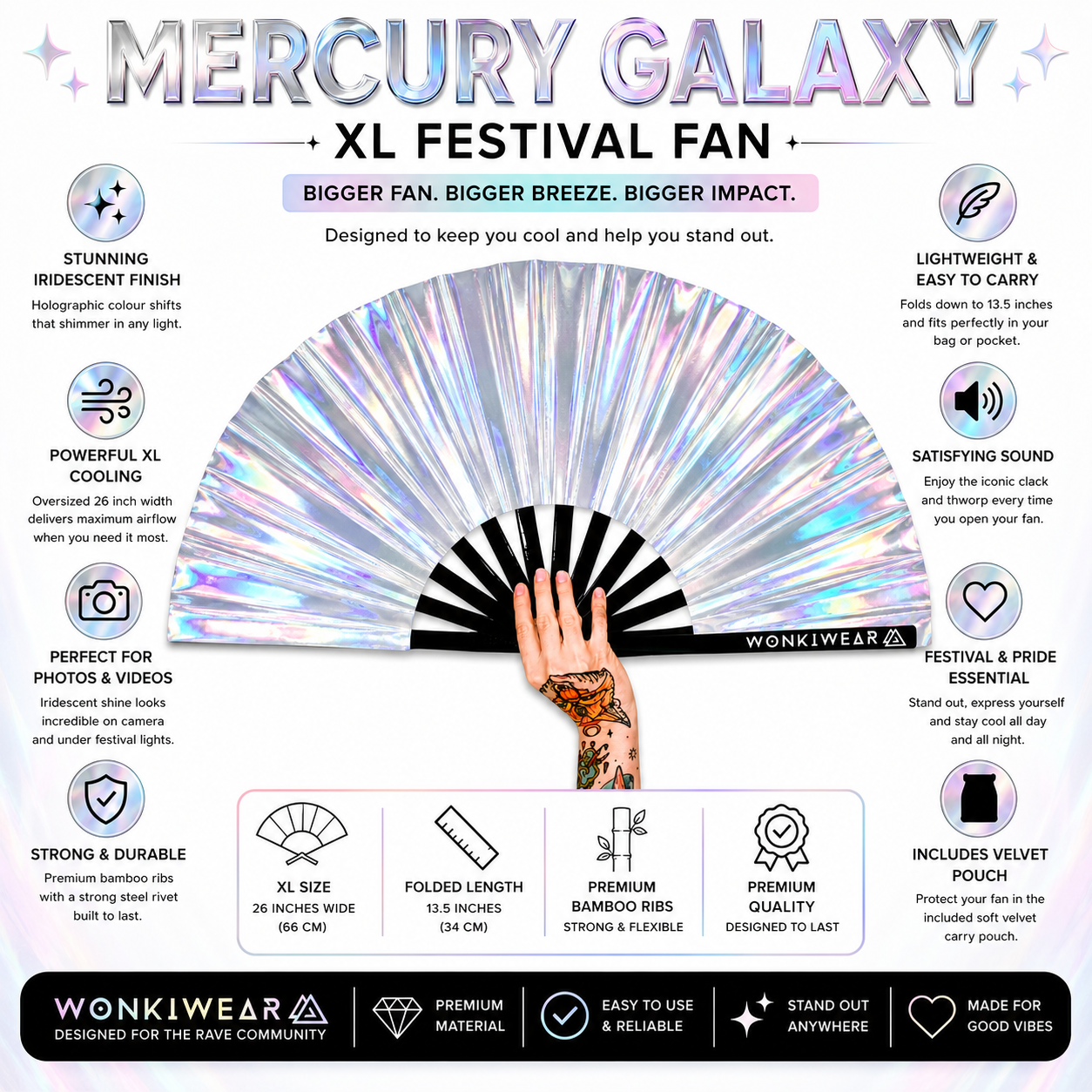 Mercury Galaxy Iridescent Festival Fan
