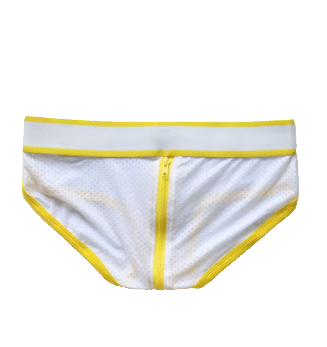 Mesh Zipper Bum Briefs Yellow - The Pup Play Hub