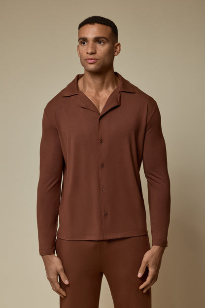 SECOND SKIN V-NECK LONG SLEEVE - CAPPUCCINO