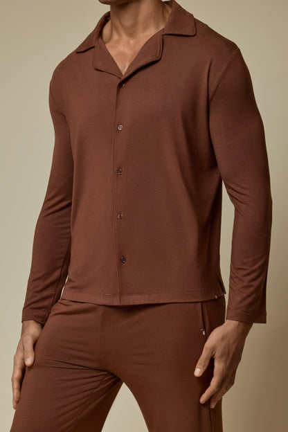 SECOND SKIN V-NECK LONG SLEEVE - CAPPUCCINO