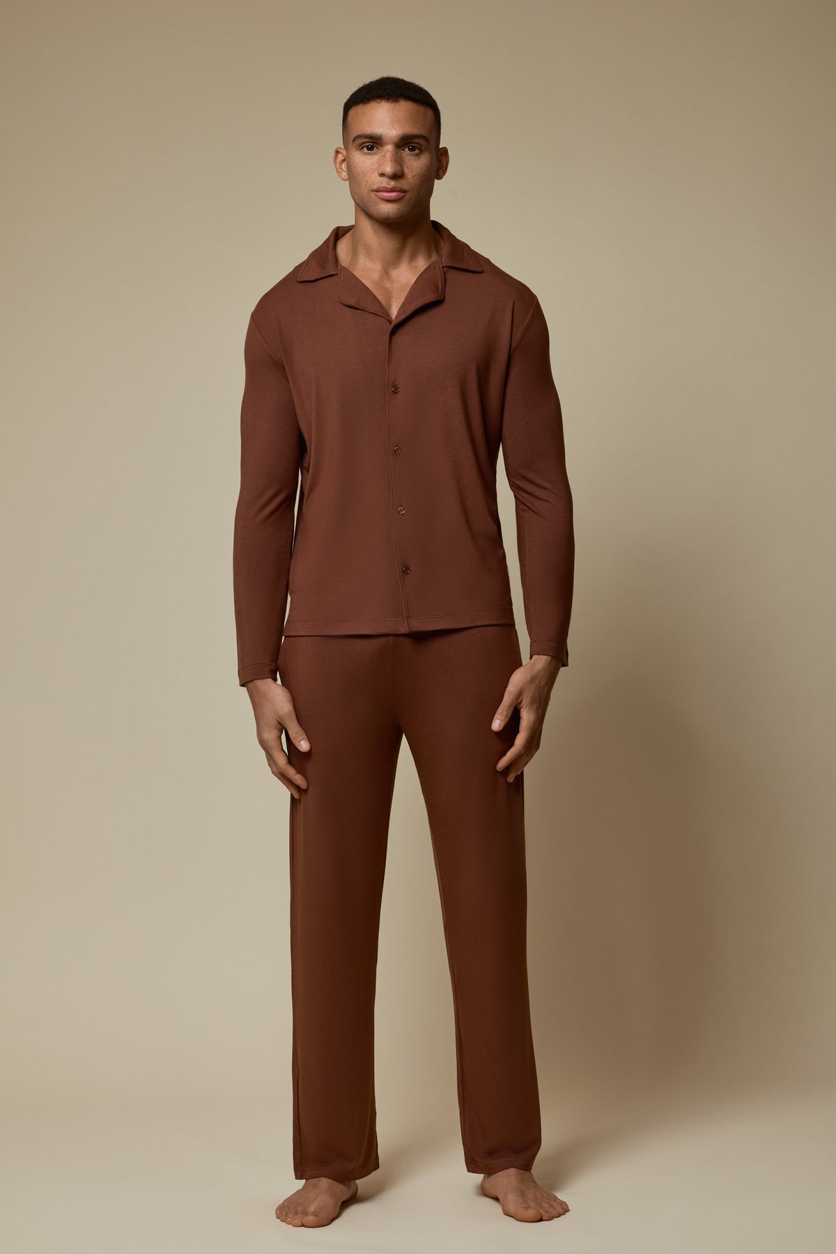 SECOND SKIN V-NECK LONG SLEEVE - CAPPUCCINO