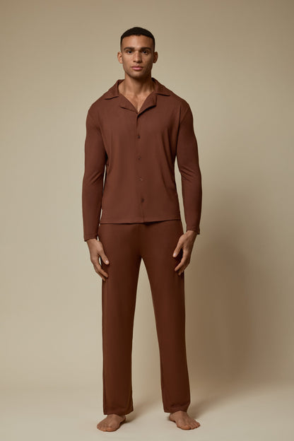 SECOND SKIN V-NECK LONG SLEEVE - CAPPUCCINO