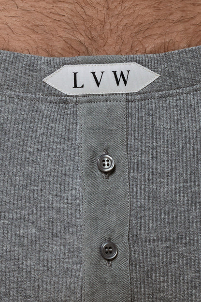 LUXURY LONG JOHN ORGANIC COTTON RIB - GREY MELANGE