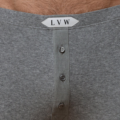 LUXURY LONG JOHN ORGANIC COTTON RIB - GREY MELANGE