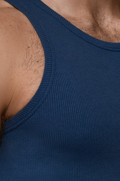 LUXURY TANKTOP ORGANIC COTTON RIB - CLASSIC DENIM