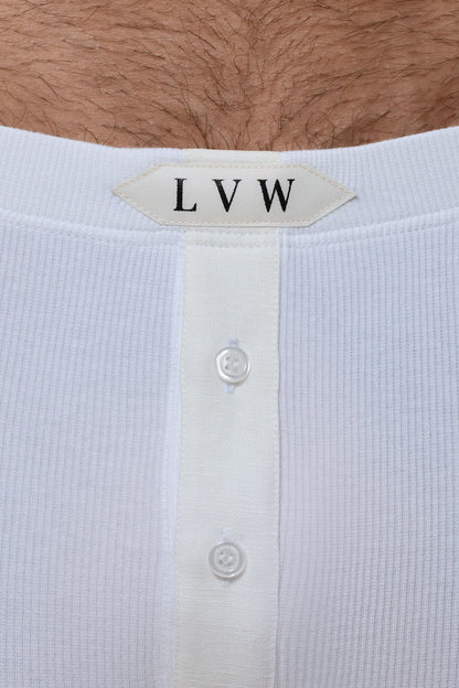 LUXURY LONG JOHN ORGANIC COTTON RIB - PURE WHITE
