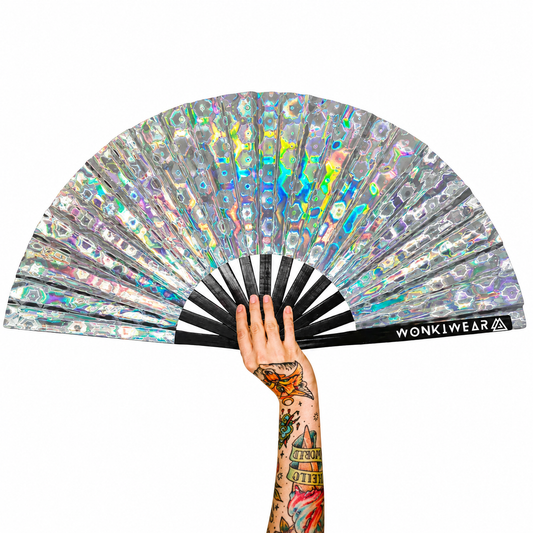 Silver Holographic XL Festival Fan