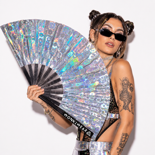 Silver Holographic XL Festival Fan