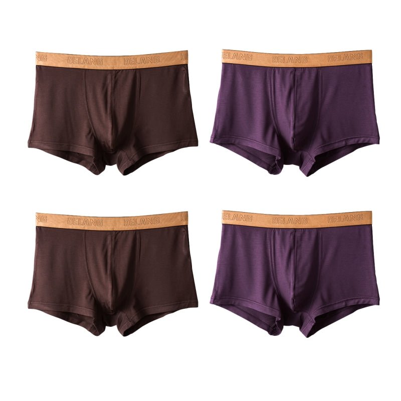 Modal Ultra - soft Solid Mid - waist Men's Boxer Briefs - The Pup Play Hub