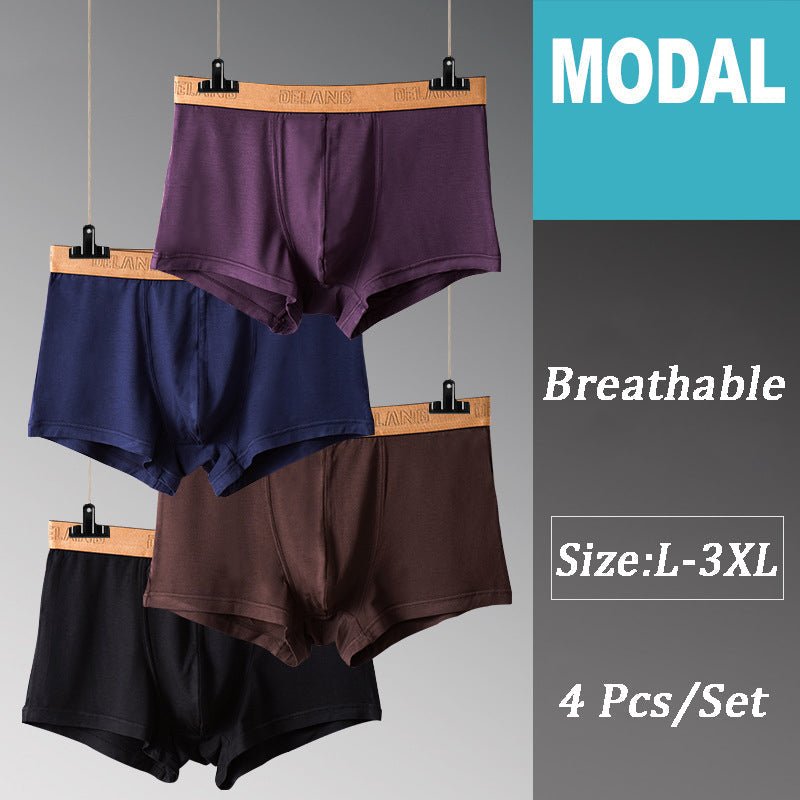 Modal Ultra - soft Solid Mid - waist Men's Boxer Briefs - The Pup Play Hub