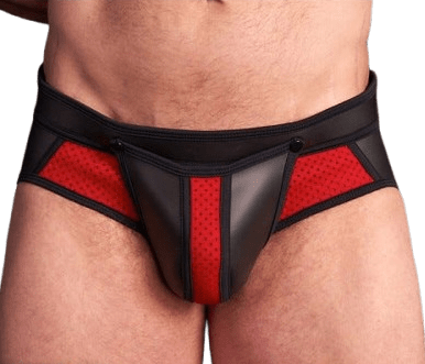 Mr S Leather Neo Air Mesh All Access Brief | Black/yellow - The Pup Play Hub