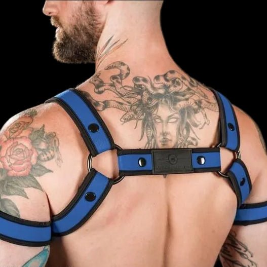 Mr S Leather Neoprene Bulldog Harness | Cobalt Blue - The Pup Play Hub