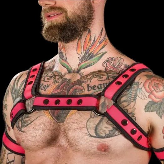 Mr S Leather Neoprene Bulldog Harness | Pink - The Pup Play Hub