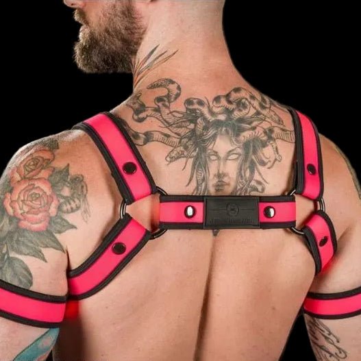 Mr S Leather Neoprene Bulldog Harness | Pink - The Pup Play Hub