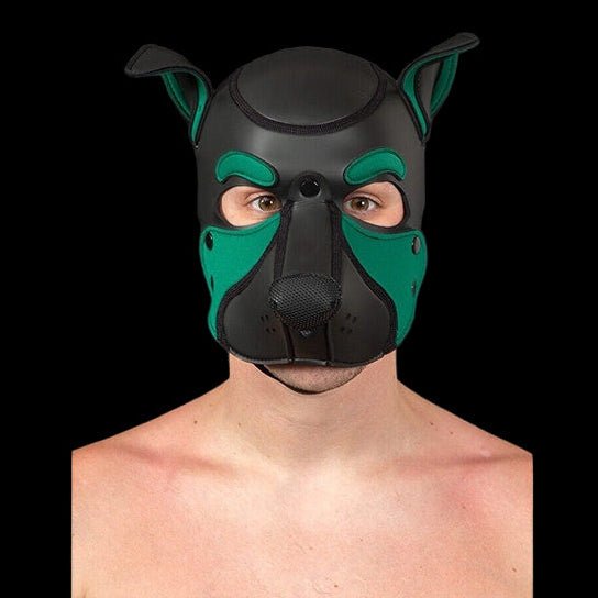 Mr S Leather NEOPRENE FRISKY Puppy Hood | Black & Hunter - The Pup Play Hub