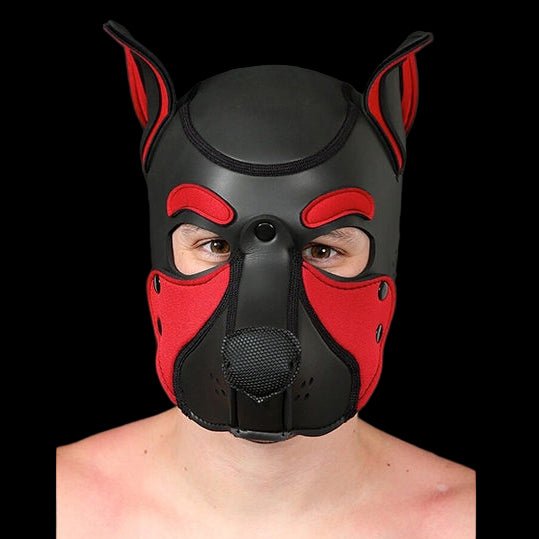Mr S Leather NEOPRENE FRISKY Puppy Hood | Black & Red - The Pup Play Hub