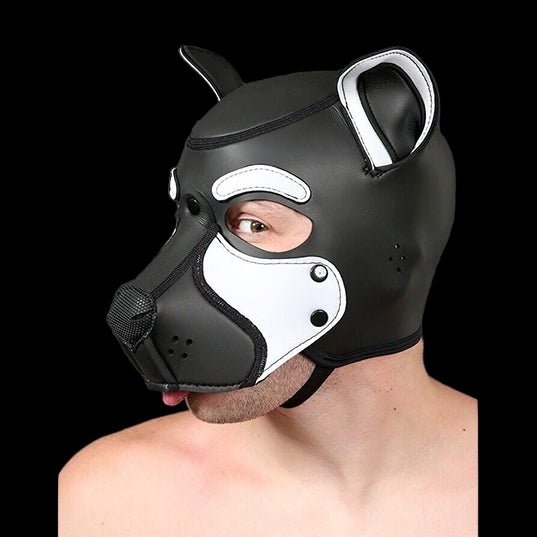 Mr S Leather NEOPRENE FRISKY Puppy Hood | Black & White - The Pup Play Hub