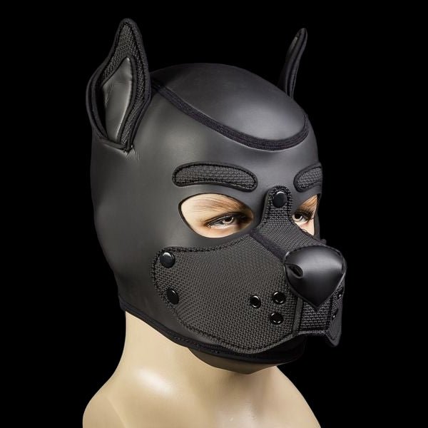 Mr S Leather Neoprene K9 Puppy Hood | Black/Black - The Pup Play Hub