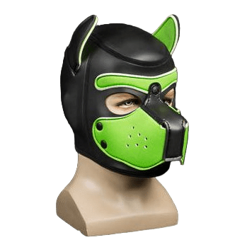 Mr S Leather NEOPRENE Puppy Hood | Black & Lime Green - The Pup Play Hub