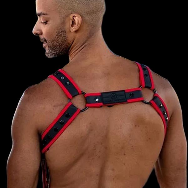 Mr.S Leather FuckGear Crossbow Harness Black/Red - The Pup Play Hub
