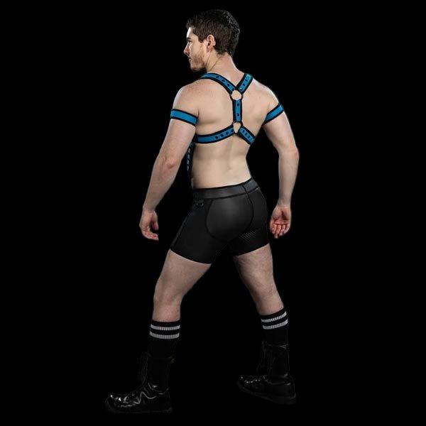 Mr.S Leather X - Factor Bold Color Body Harness | Aqua - The Pup Play Hub
