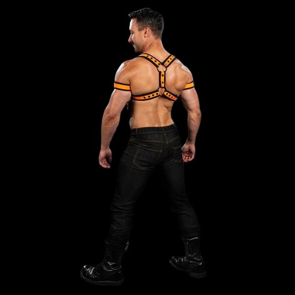 Mr.S Leather X - Factor Bold Color Body Harness | Orange - The Pup Play Hub