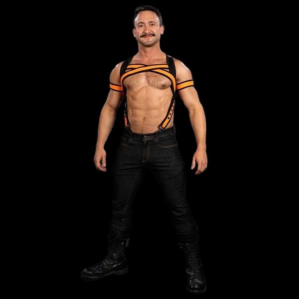 Mr.S Leather X - Factor Bold Color Body Harness | Orange - The Pup Play Hub