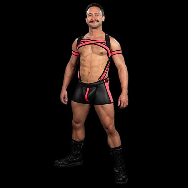 Mr.S Leather X - Factor Bold Color Body Harness | Pink - The Pup Play Hub