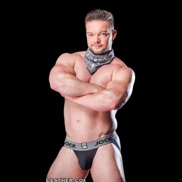 Mr.S Leather Zipper Pocket Neck Hanky - Charcoal - The Pup Play Hub
