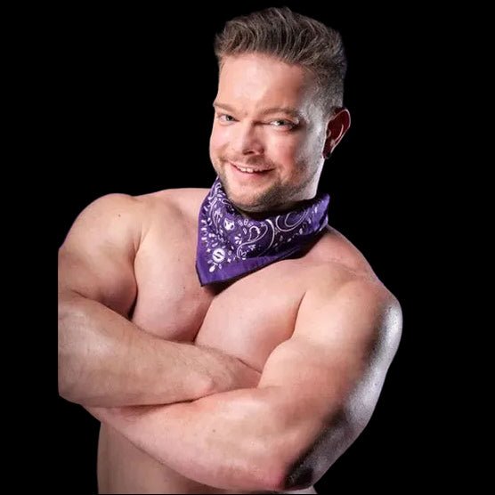 Mr.S Leather Zipper Pocket Neck Hanky - Purple - The Pup Play Hub