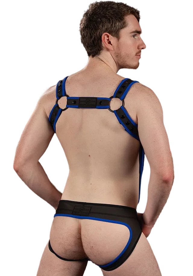Mr.S Leather FuckGear Crossbow Harness Black/Blue