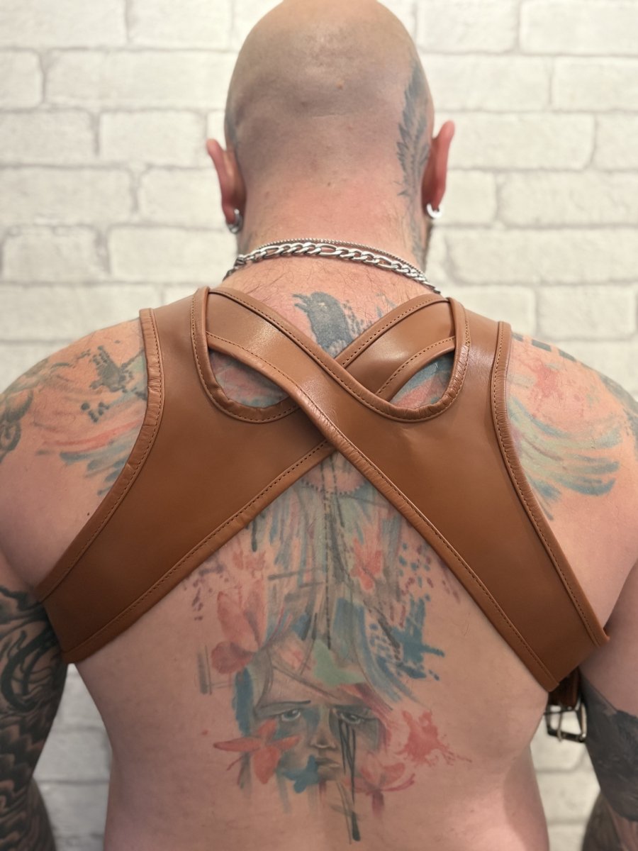MSTER Leather Harness Tan - The Pup Play Hub