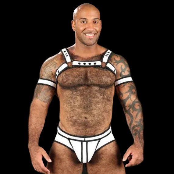 Mr S Leather Neoprene Bulldog Harness | White
