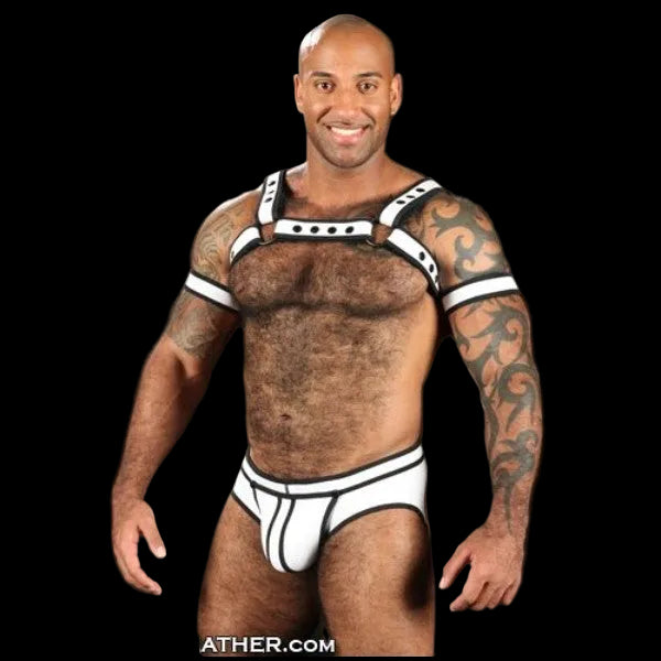 Mr S Leather Neoprene Bulldog Harness | White