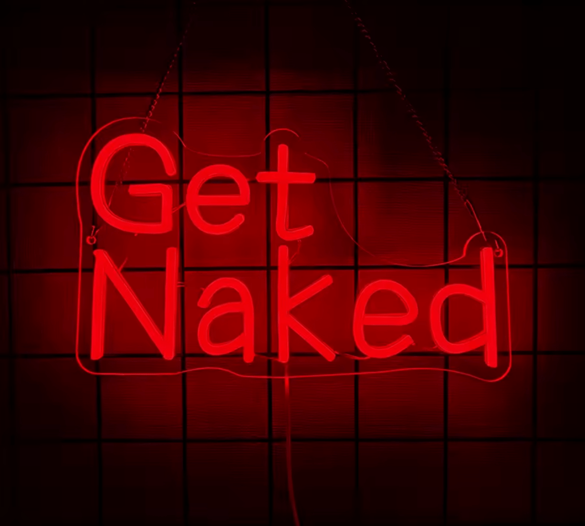 Neon Get Naked Sign - The Pup Play Hub