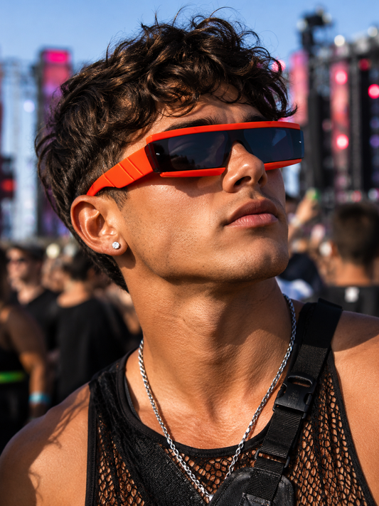 Neon Orange Cyber Glasses