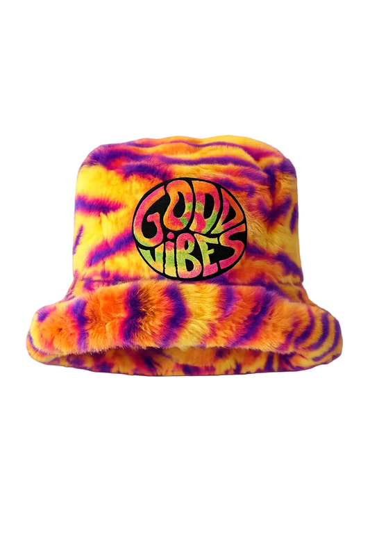 Neon Tiger Stripe Furry Bucket Hat