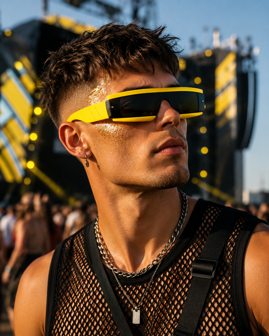 Neon Yellow Cyber Glasses