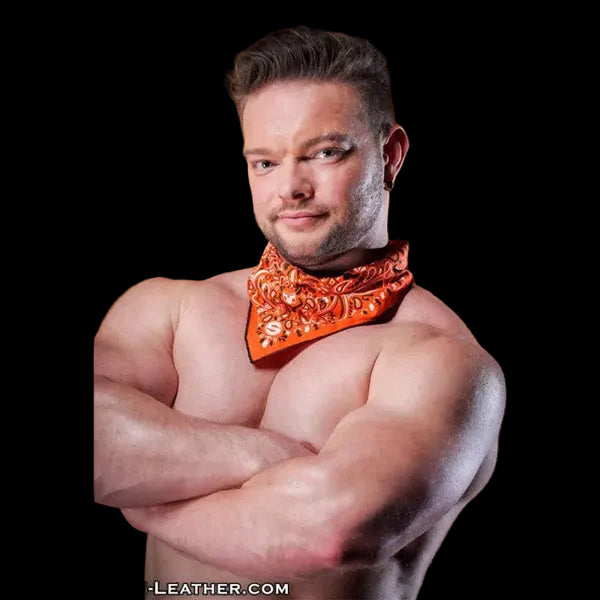 Mr.S Leather Zipper Pocket Neck Hanky - Orange