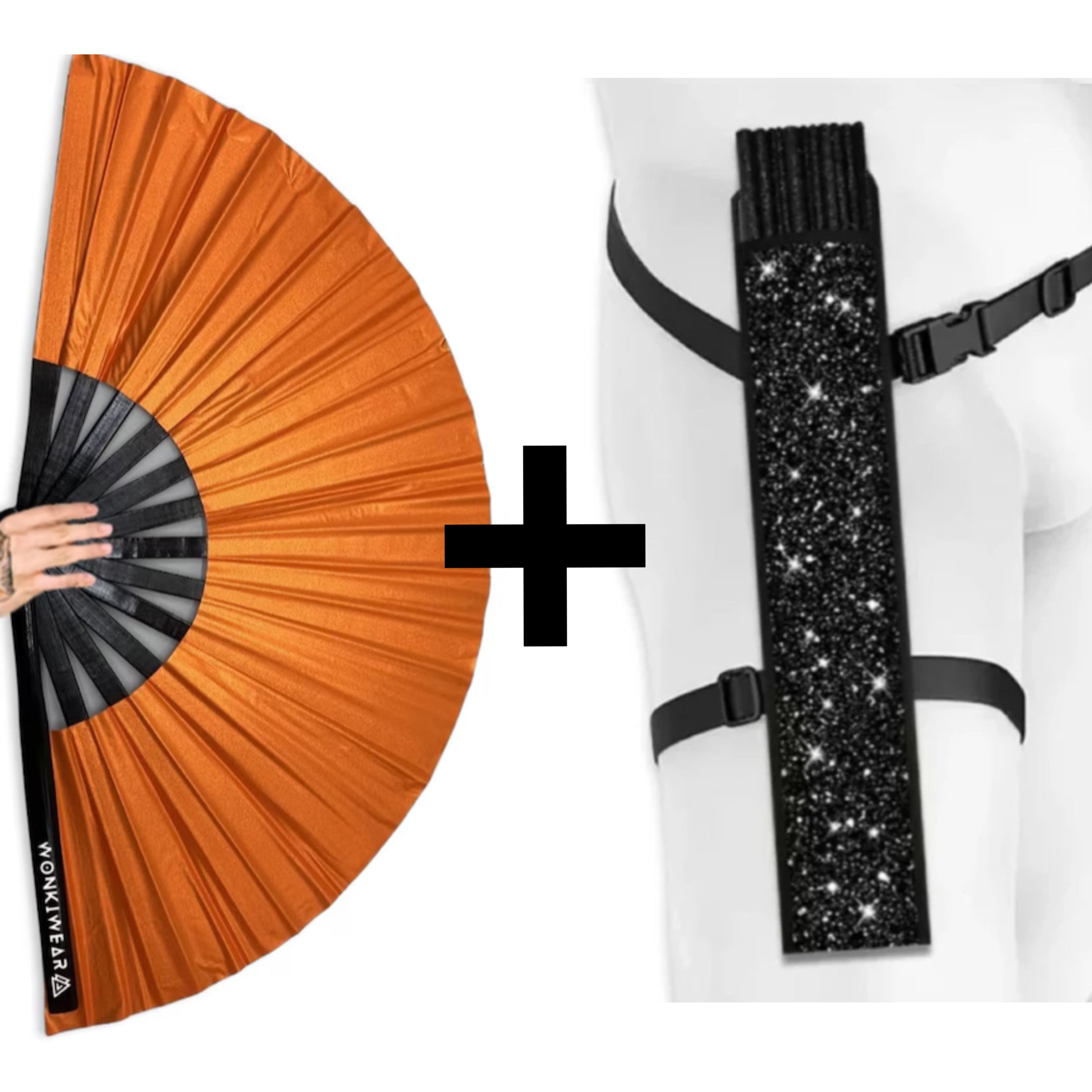Orange Shimmer Metallic XL Festival Fan