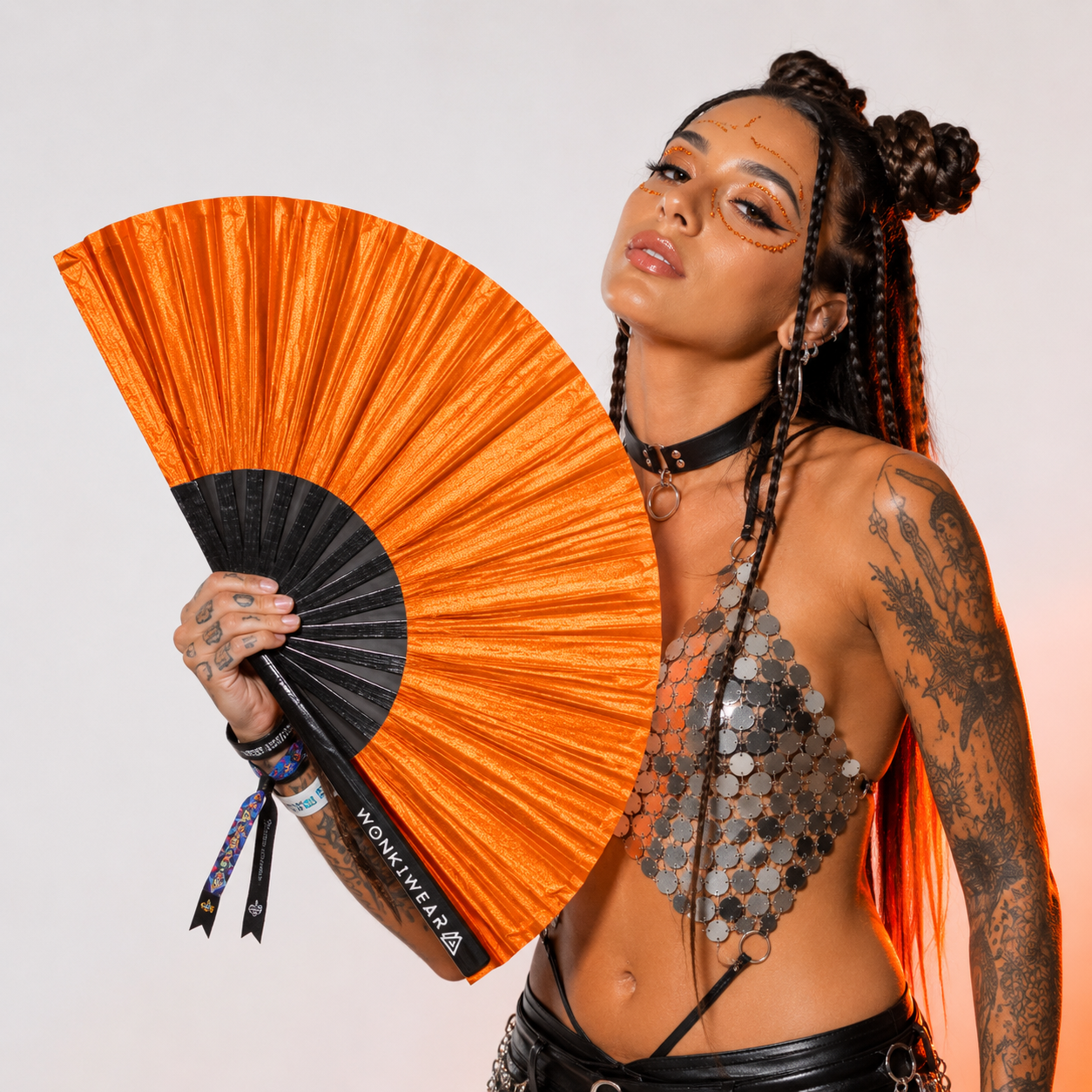 Orange Shimmer Metallic XL Festival Fan