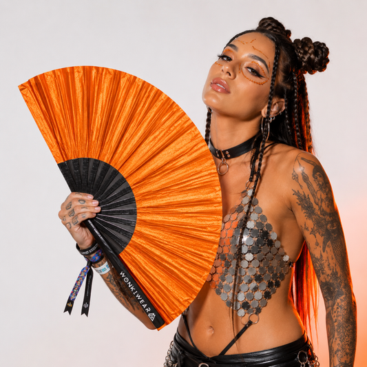 Orange Shimmer Metallic XL Festival Fan