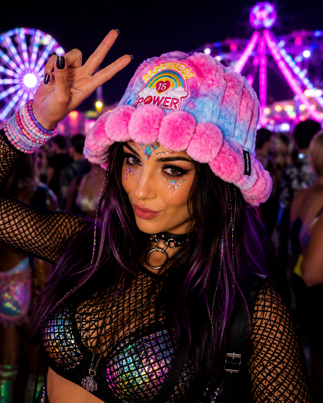 Happiness Is Power Furry Bucket Hat