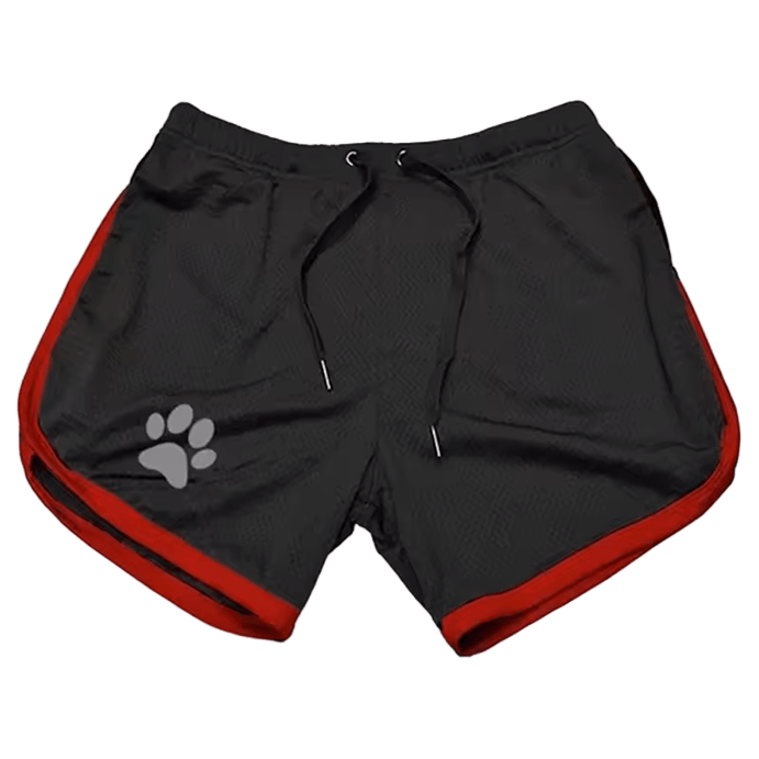Paw print Mesh Shorts Black/Red - The Pup Play Hub