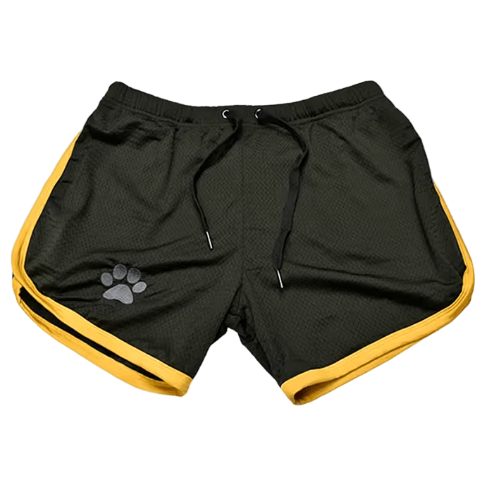 Paw print Mesh Shorts Black/Yellow - The Pup Play Hub