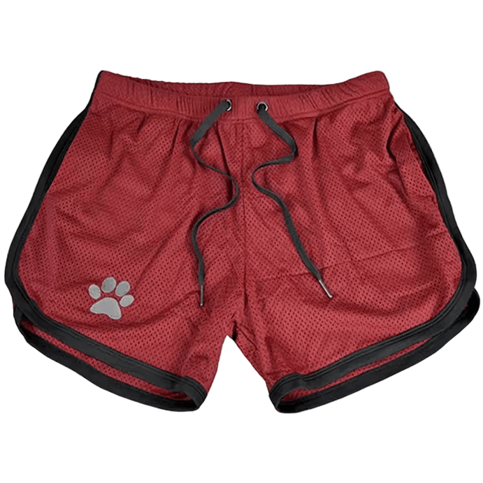 Paw print Mesh Shorts Red/Black - The Pup Play Hub