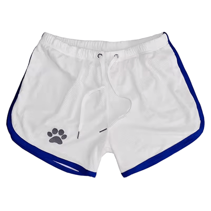 Paw print Mesh Shorts White/Blue - The Pup Play Hub